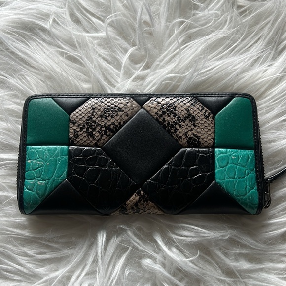 Coach Black and Teal Patchwork Wallet - Picture 8 of 13